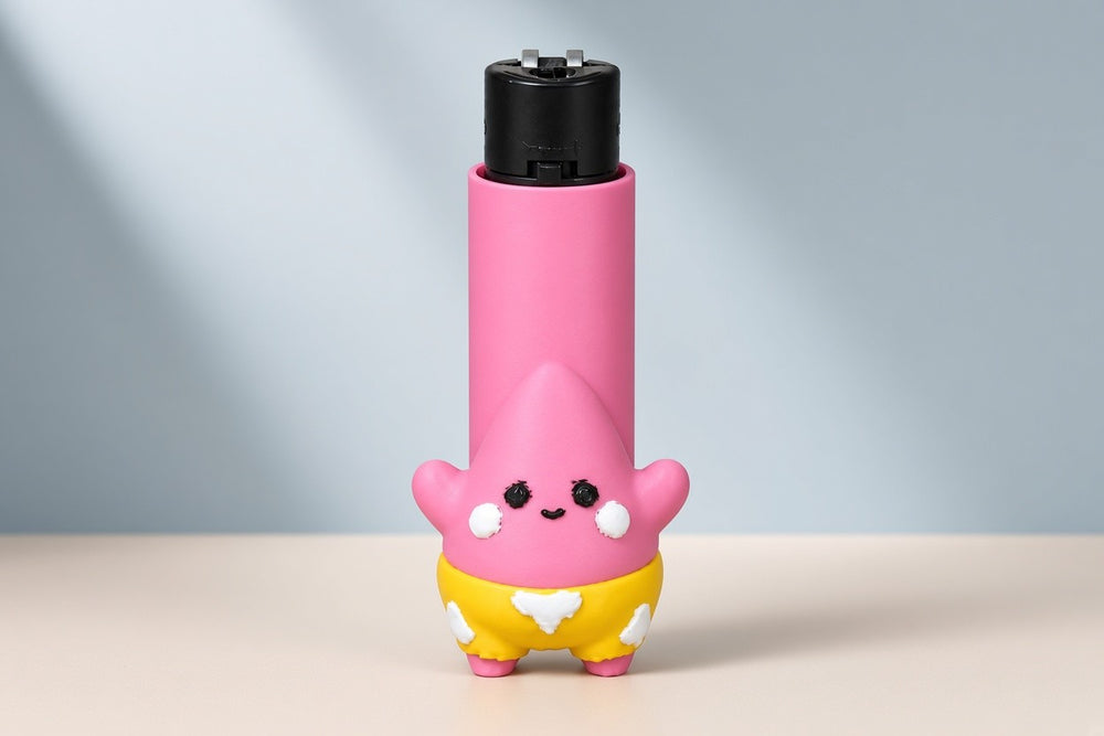Sevimli pembe deniz yıldızı figürü tasarımlı tekli çakmak, model 003