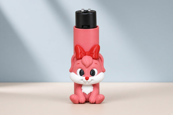 Fiyonklu Pembe Tavşan Figürlü Tekli Çakmak – Model 009