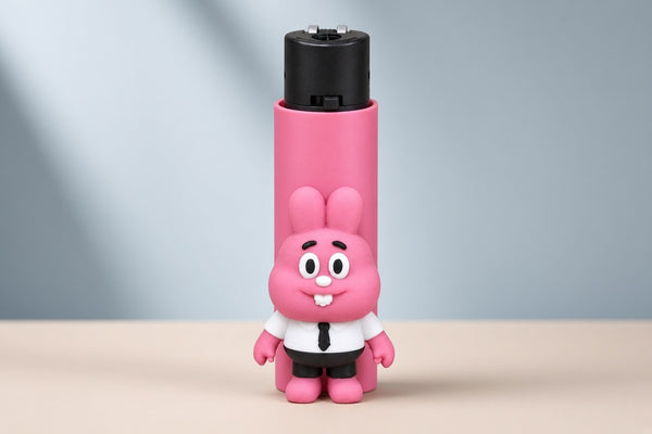 Gömlekli Pembe Tavşan Figürlü Tekli Çakmak – Model 019